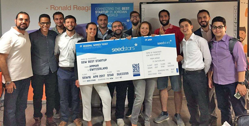 Mind Rockets team members pose for a group photo following the company’s recent selection as the best start-up in Jordan, in a ceremony hosted by Amman (Photo courtesy of Mind Rockets)