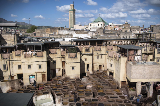 A view of the tannery in the 9th century walled medina in the ancient Moroccan city of Fez on April 11 (AFP photo)