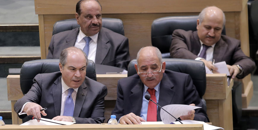 In this file photo, Prime Minister Hani Mulki and members of his ministerial team attend a recent Lower House session (Photo by Osama Aqarbeh)
