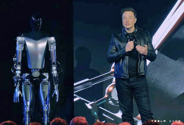Elon Musk says an Optimus humanoid robot that Tesla is developing could be priced at less than $20,000 and wind up doing most of the work while people reap the benefits (AFP photo)
