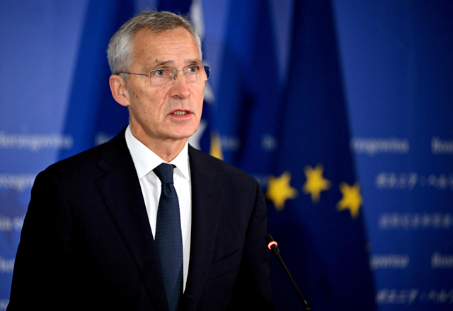 Secretary-general of the Northern Atlantic Aliance, Jens Stoltenberg talks to the press after a meeting with Bosnia and Herzegovina’s Council of ministers, in Sarajevo, on Monday (AFP photo)