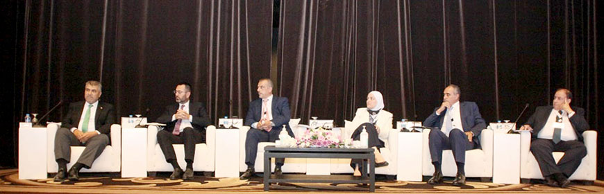 Speakers during the Second National Water and Energy Nexus Conference at the King Hussein Bin Talal Convention Centre, Dead Sea, on Thursday (Petra photo)