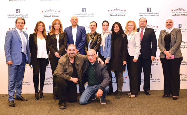 HRH Princess Ghida poses for a group photo with Mostafa Salameh and members of the expedition team in Amman on Wednesday (Petra photo)