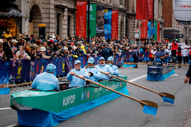 Participants take part in the annual New Year's Day Parade in central London, on Wednesday (AFP photo)