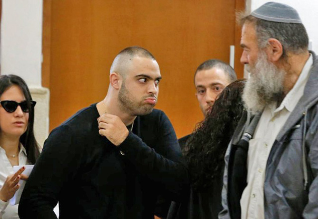 Ben Deri, a 24-year-old Israeli policeman  sentenced to prison for killing a Palestinian teenager in 2014 during confrontations in Beitunia in the occupied West Bank, stands trial on April 25 (AFP photo)