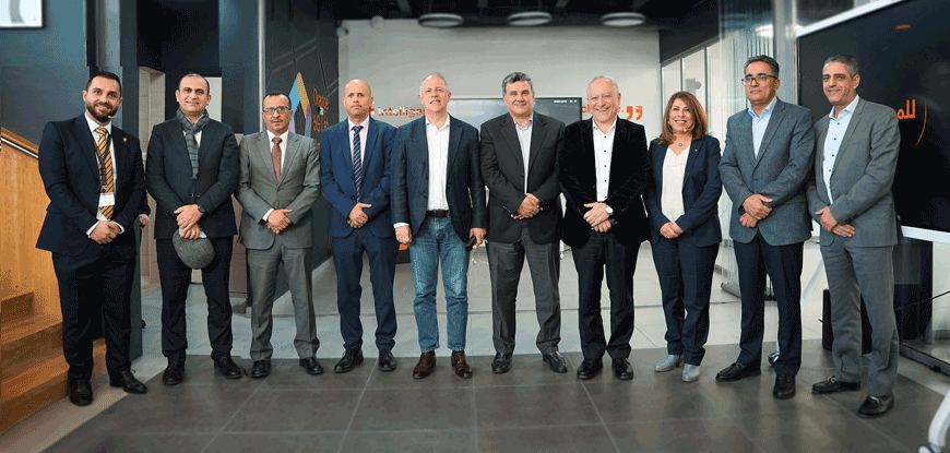 Guests pose for a photo during the launch of a new 5G pilot at the Innovation Hub, located at the Orange Digital Village in Abdali, by Orange Jordan (Photo courtesy of Orange Jordan)
