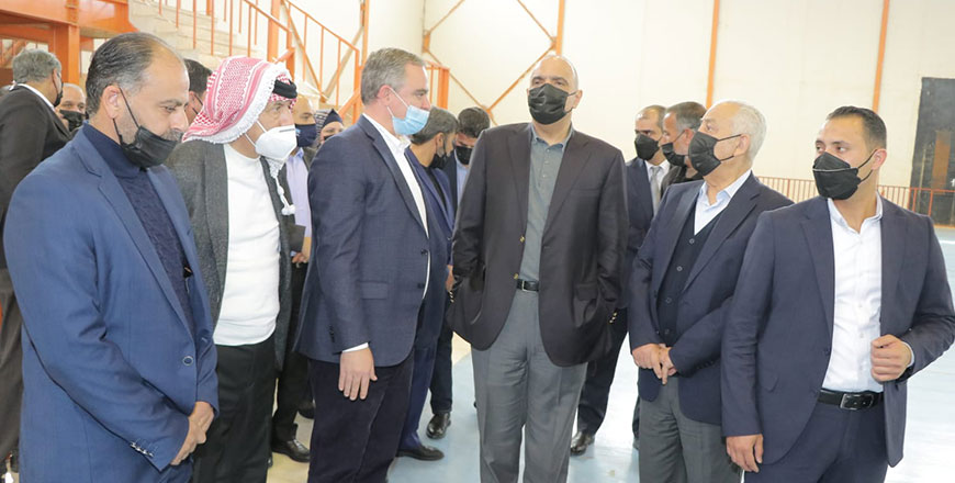 Prime Minister and Minister of Defence Bisher Al Khasawneh and Royal Court Chief Yousef Issawi during a visit to Karak Governorate on Thursday (Petra photo)