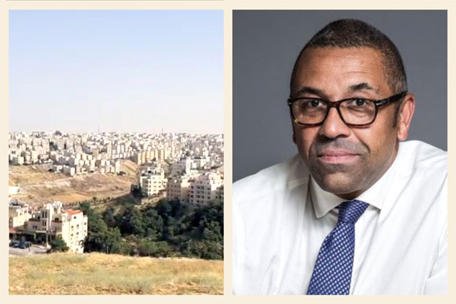 UK Minister for the Middle East James Cleverly met with Minister of Planning and International Cooperation Wissam Rabadi and Minister of Finance Mohamad Al-Ississ as part of his day-long ‘virtual visit’ to Jordan (Photo courtesy of the UK embassy)
