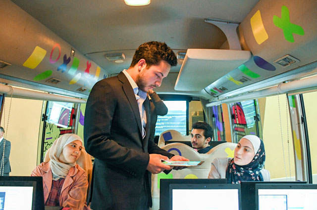 HRH Crown Prince Hussein speaks to developers on the second day of the Jordan Gaming summit at The Royal Tank Museum, on Sunday (Photo courtesy of Royal Court)