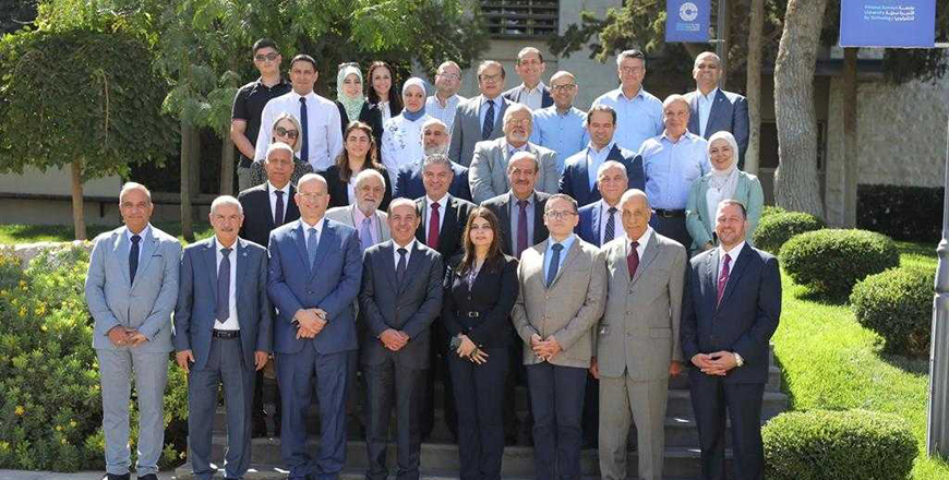 Participants pose for a photo during the inauguration of the final conference of the European project ELEGANT, co-funded by the Erasmus Plus programme at Princess Sumaya University for Technology (Photo courtesy of PSUT)