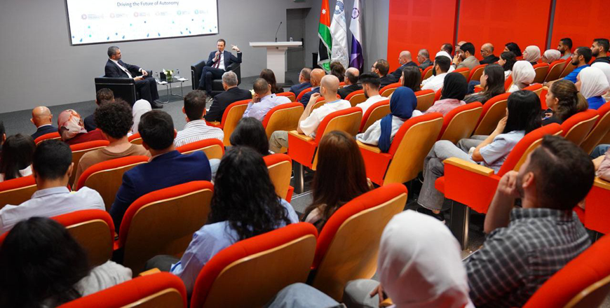 President of Princess Sumaya University for Technology Wejdan Abu Elhaija welcomes a delegation from the National Council for Future Technology as part of the council’s Advanced Technologies Committee activities (Photo courtesy of Princess Sumaya University for Technology)