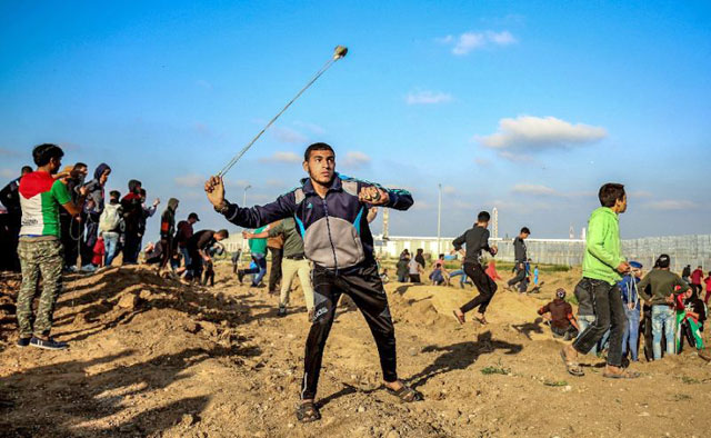 Friday’s demonstrations in Gaza sparked clashes with Israeli forces that saw two Palestinians killed (AFP photo)