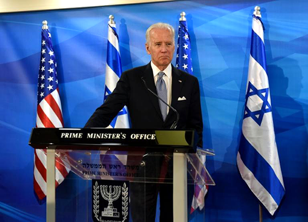 Democratic presidential hopeful Joe Biden -- seen here in Jerusalem in 2016 -- said if elected, his administration would continue to work for a two-state solution in the Middle East -- but that he would leave the US embassy in Jerusalem (AFP photo)