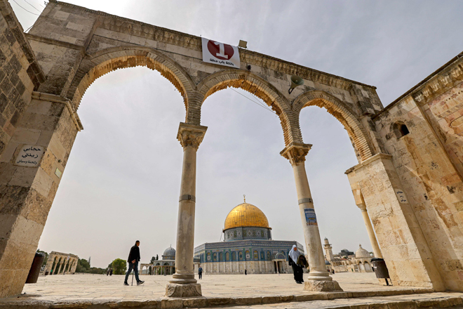 A general view shows the Dome of Rock mosque in Jerusalem's flashpoint Al Aqsa Mosque compound on Sunday (AFP photo)