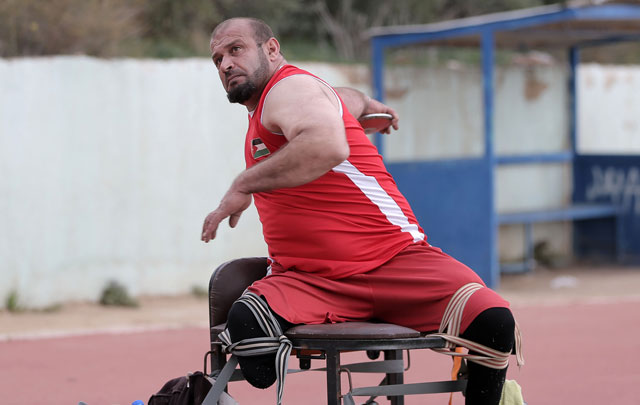 Amer Al Abbadi, shown throwing a discus in undated photo, is out to prove that Paralympic Sports in Jordan transcend beyond powerlifting and table tennis (Photo courtesy of JOC Media Service)