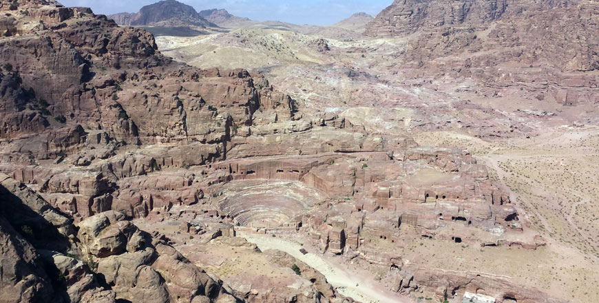 The view of the theatre in ancient Nabataen town of Petra (Photo courtesy of Jennifer Ramsey)