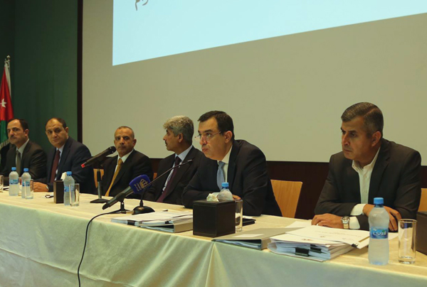 Minister of Planning and International Cooperation Imad Fakhoury speaks about government development programmes during a visit to Madaba, on Tuesday (Photo courtesy of  Planning and International Cooperation)
