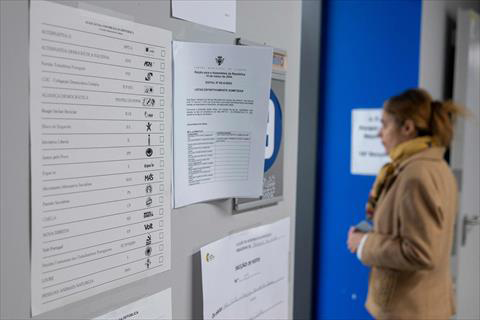 This photograph taken on Sunday, shows a list of candidates at a polling station in Parque das Nacoes, Lisbon, during the legislative elections held in Portugal (AFP photo)