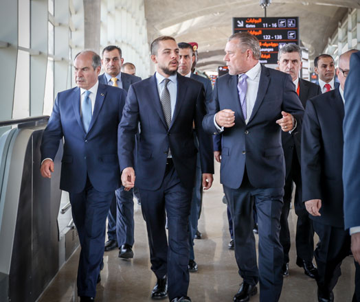 HRH Crown Prince Hussein inaugurates the Queen Alia International Airport’s new terminal project on Monday (Photo courtesy of Royal Court)