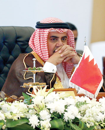 Bahrain’s Foreign Minister Khalid Bin Ahmed Al Khalifa attends a meeting of member states of Coalition to Support Legitimacy in Yemen, Riyadh, Saudi Arabia, on Sunday (Reuters photo)