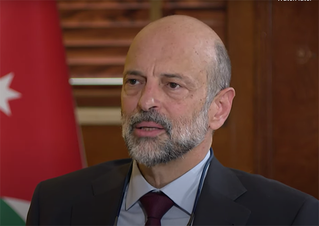 Prime Minister and Minister of Defence Omar Razzaz speaks during an interview with the Jordan News Agency, Petra, on Thursday (Photo courtesy of Petra)