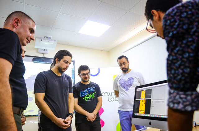 HRH Crown Prince Hussein, the Regent, tours a gaming lab that opened in Aqaba on Thursday (Photo courtesy of Royal Court)