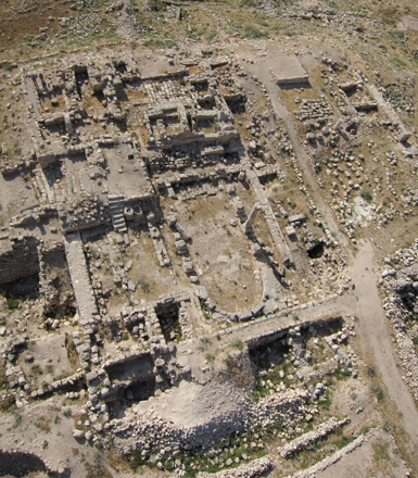 An aerial view of the Hisban Citadel (Photo courtesy of Ivan LaBianca)