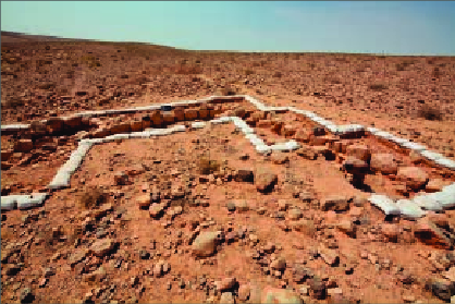 Partly excavated stone structure in trench W at Faysaliyya (Photo courtesy of Jagiellonian University)