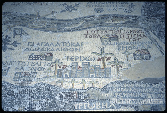 The Madaba Map with representations of palms (Photo courtesy of ACOR)
