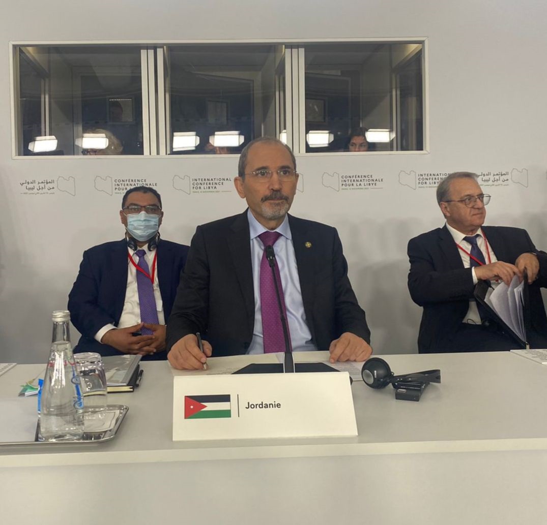 Deputising for His Majesty King Abdullah, Deputy Prime Minister and Foreign Minister Ayman Safadi participates in Paris International Conference for Libya on Friday (Petra photo) 