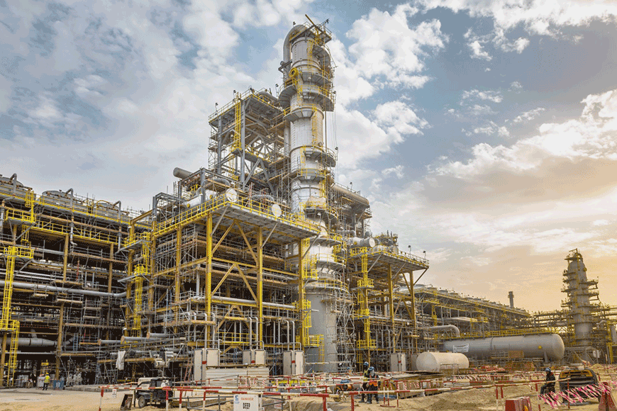 This file photo taken on January 16, 2019 shows Aramco’s Fadhili Gas Plant Project, located 30 km west of the city of Jubail in the eastern province of Saudi Arabia (AFP file photo)
