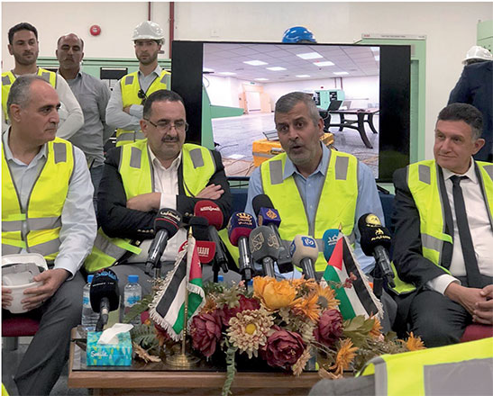 Minister of Energy and Mineral Resources Saleh Al Kharabsheh speaks during a press conference at the Dead Sea area on Monday (Photo by Batool Ghaith)