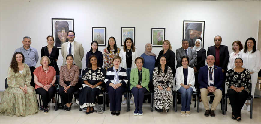 HRH Princess Basma and members of a delegation from the ‘USA for UNFPA’ organisation pose for a photo on Saturday  (Petra photo)