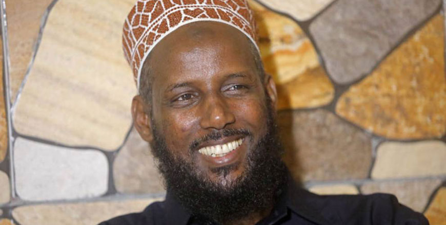 Former Al Shabaab leader Mukhtar Robow attends a news conference in Baidoa, Somalia, on November 4 (Reuters photo)