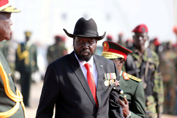 South Sudanese President Salva Kiir attends a medals-awarding ceremony for long serving soldiers in Juba, South Sudan, on January 24 (Reuters photo)