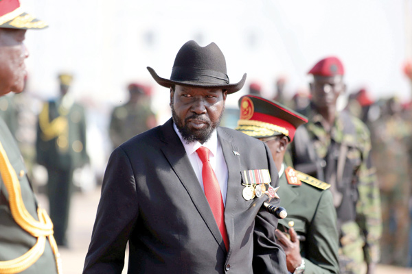 South Sudan’s President Salva Kiir attends a medal-awarding ceremony for long serving servicemen of the South Sudan People’s Liberation Army in Bilpam, the military headquarters, in Juba, South Sudan, on January 24   (Reuters photo)