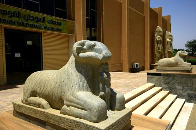 These statues guard the entrance to the Sudan National in Khartoum which is to get a face-lift after years of neglect (AFP photo)