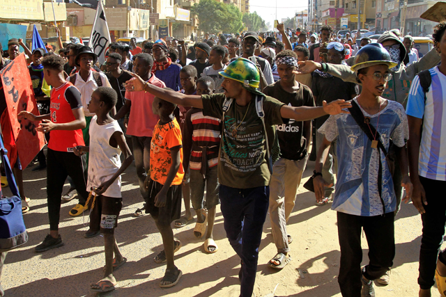 Sudanese demonstrators take to the streets of the capital Khartoum, on Tuesday (AFP photo)