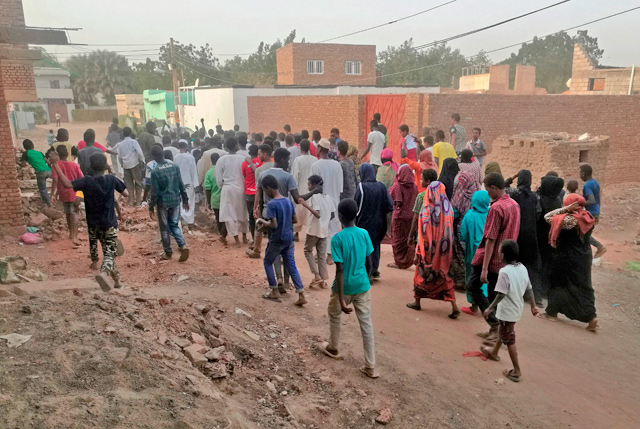 Sudanese protesters take part in an anti-government demonstration east of the capital Khartoum on Saturday (AFP photo)