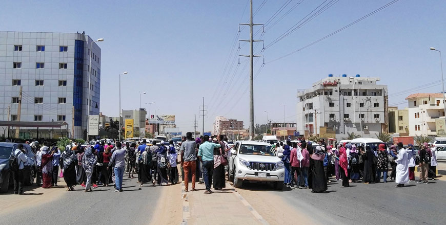 Protesters march during an anti-government demonstration in street 60 in the Sudanese capital Khartoum on Monday (AFP photo)