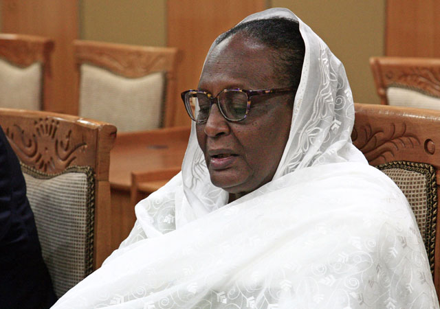Asma Mohamed Abdalla, Sudan’s newly appointed foreign minister, is pictured during a meeting with her Egyptian counterpart in Khartoum on Monday (AFP photo)