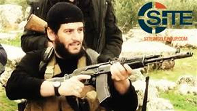This undated image provided by SITE Intel Group shows Abu Mohammed Al Adnani (AP photo)