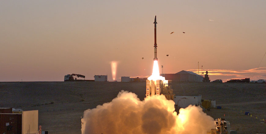 In this handout file photo released by the Israel defence ministry on December 21, 2015, tests are being undertaken for Israel's David’s Sling missile defence system, a medium-range interceptor, developed with United States backing, at an unknown location in Israel (AFP photo)