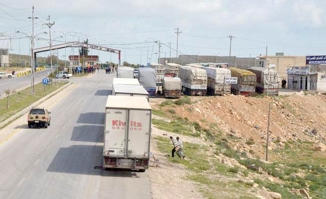 The Association of Owners of Clearance and Transport Companies and the Jordan Truck Owners Association agreed with the Syrian International Freight Forwarding Association to prepare a joint document to work towards easier trade and transport between Jordan and Syria during a meeting in Damascus on Sunday (File photo)