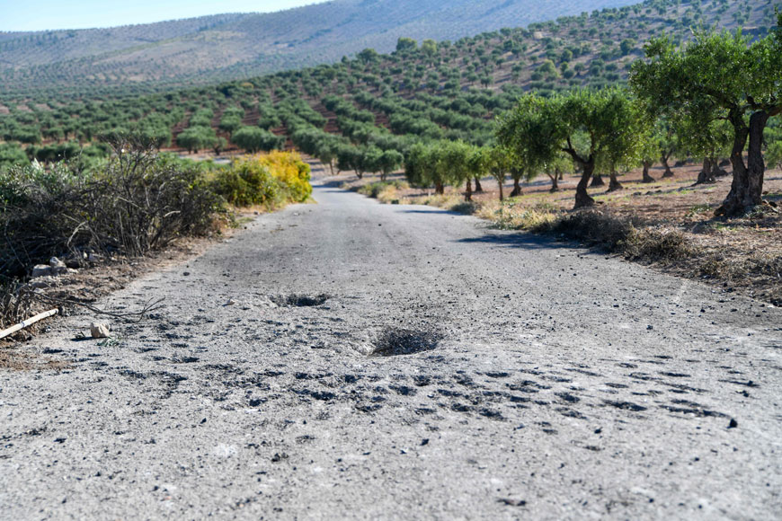 A photo shows site where a US drone targeted Maher Al Agal, a leader in the Daesh militant group, near the village of Khaltan, near Jindires in northern Syria, on Tuesday  (AFP photo)