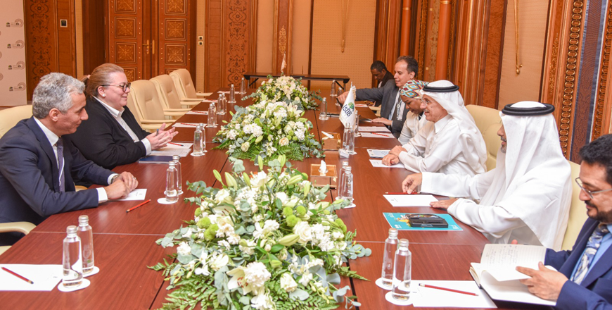 Minister of Planning and International Cooperation Zeina Touqan led the Jordanian delegation to the 2023 Annual Meetings of the Islamic Development Bank Governors' Council, which concluded on Saturday in Jeddah (Petra photo)