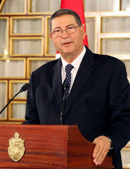 Tunisia’s Prime Minister-designate Habib Essid speaks during a news conference after his meeting with Tunisia’s President Beji Caid Essebsi (not pictured) in Tunis, on January 5, 2015 (Reuters photo)