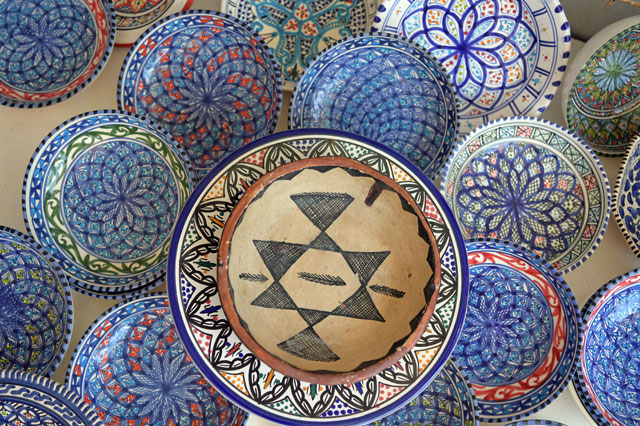 Pottery crafted in Sejnane is displayed at a souvenir shop in the Tunisian capital Tunis on May 10 (AFP photo)