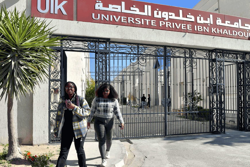 African students walk at the campus of university Ibn Khaldoun, on Monday in Tunis (AFP photo)