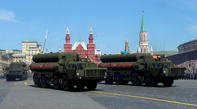 In this undated photo Russian S-400 missile air defence systems on display in Moscow (Reuters  photo)